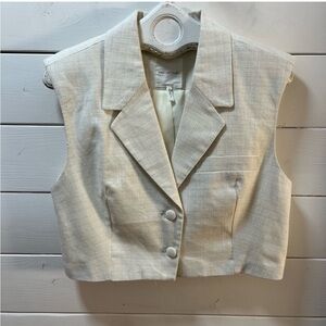 🤍 AVEC LES FILLES (Anthropologie) Ivory Sleeveless Cropped Vest – Size XL